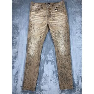 Purple Brand P001 Brown Marble Wash Skinny Jeans Mens Distressed Denim P001-BMB